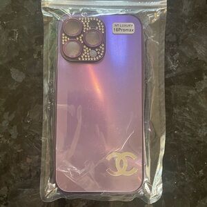 CHANEL Purple Phone Case with Sparkly Accents 16 Pro Max